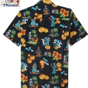 Alvish Mens Halloween Hawaiian Shirt Pumpkins Button Down Skull Horror Shirts 6