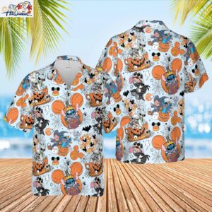 Halloween Lilo amp Stitch Pumpkin Cup Mickey Ears Spooky Vibes Hawaiian Shirt 1