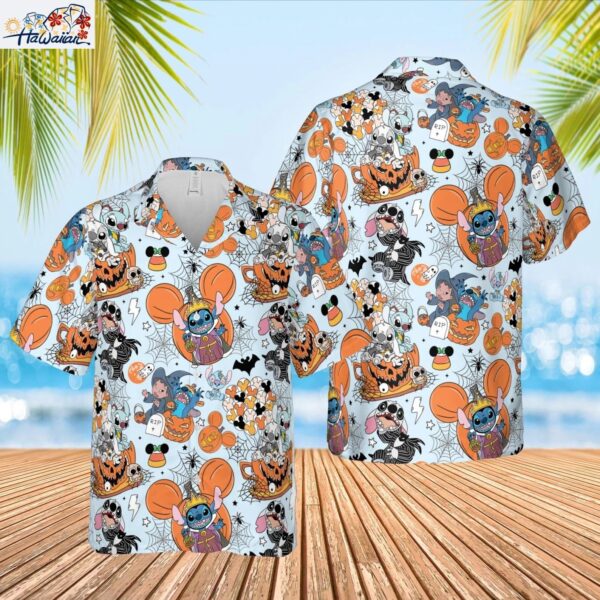 Halloween Lilo amp Stitch Pumpkin Cup Mickey Ears Spooky Vibes Hawaiian Shirt 1
