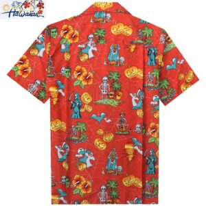 Alvish Mens Halloween Hawaiian Shirt Pumpkins Button Down Skull Horror Shirts 27
