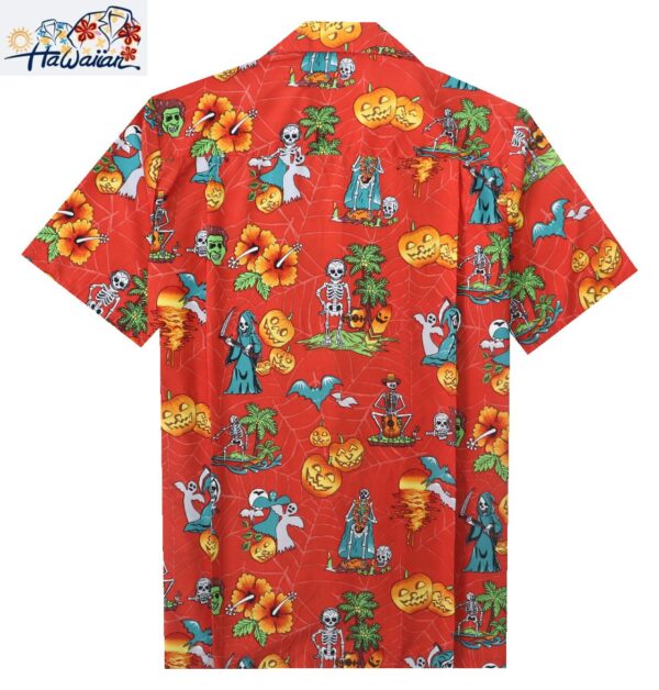 Alvish Mens Halloween Hawaiian Shirt Pumpkins Button Down Skull Horror Shirts 27