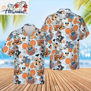 Halloween Stitch And Lilo Horror Pumpkin Spooky Season Hawaiian Shirt 1