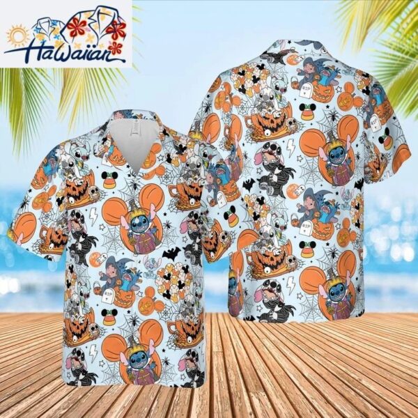 Halloween Stitch And Lilo Horror Pumpkin Spooky Season Hawaiian Shirt 1