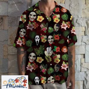 Cinematic Horror Icons Showcased In A Spooky Hawaiian Shirt Trendy Aloha 1