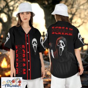 Ghostface Horror Baseball Jersey Scream Movie Halloween Aloha Top Trendy Aloha 1