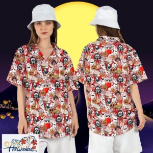 Horror Characters Boba Milk Tea Halloween Movies Lover Hawaii Tee Trendy Aloha 1