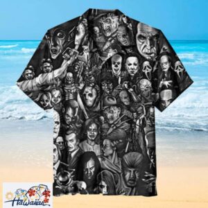 Iconic Horror Movie Collage Halloween Theme Hawaiian Shirt Trendy Aloha 1