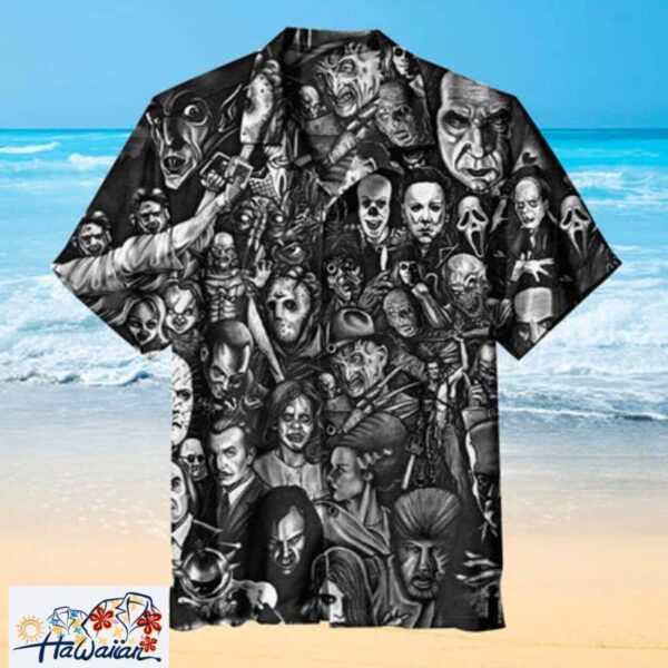 Iconic Horror Movie Collage Halloween Theme Hawaiian Shirt Trendy Aloha 1