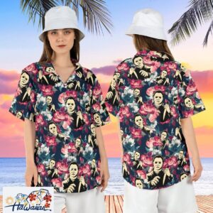 Michael Myers Floral Halloween Horror Movie Summer Aloha Tee Trendy Aloha 1