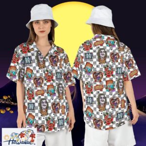 Beetlejuice Never Trust Living Horror Checkered Halloween Shirt Trendy Aloha 1