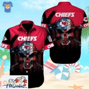 NFL Kansas City Chiefs Hawaiian Shirt Horror Skull Trendy Aloha 1