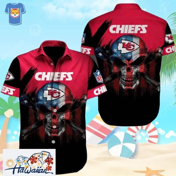 NFL Kansas City Chiefs Hawaiian Shirt Horror Skull Trendy Aloha 1