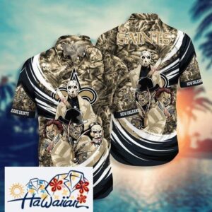 NFL New Orleans Saints Horror Night Halloween Hawaiian Shirt Trendy Aloha 1