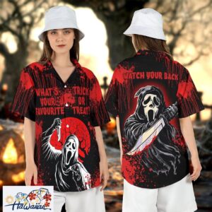 Scream Ghost Face Halloween Bloody Horror Movie Aloha Shirt Trendy Aloha 1