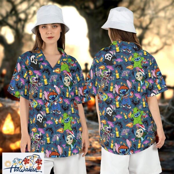 Stitch Horror Movie Characters Cute Halloween Friends Aloha Shirt Trendy Aloha 1