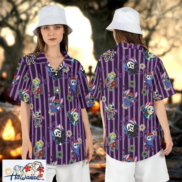 Stitch Horror Movie Characters Halloween Scary Spooky Aloha Shirt Trendy Aloha 1