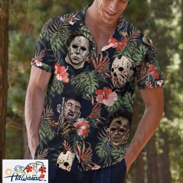 Summer Themed Halloween Horror in 3D Hawaiian Shirt Trendy Aloha 1