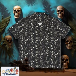 Abstract Escher Skeletons Dance Unique Gothic Hawaiian Shirt Design Trendy Aloha 1