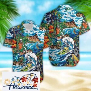 Amazing Skeleton Surfing On Tropical Island Halloween Hawaiian Shirt Trendy Aloha 1