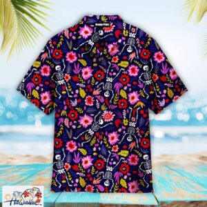 Dancing Skeleton In The Flower Garden Hawaiian Shirt Trendy Aloha 1