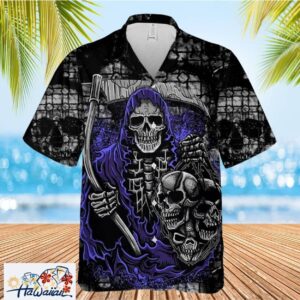 Dark Skeleton Skulls Black Halloween Premium Hawaiian Shirt Trendy Aloha 1