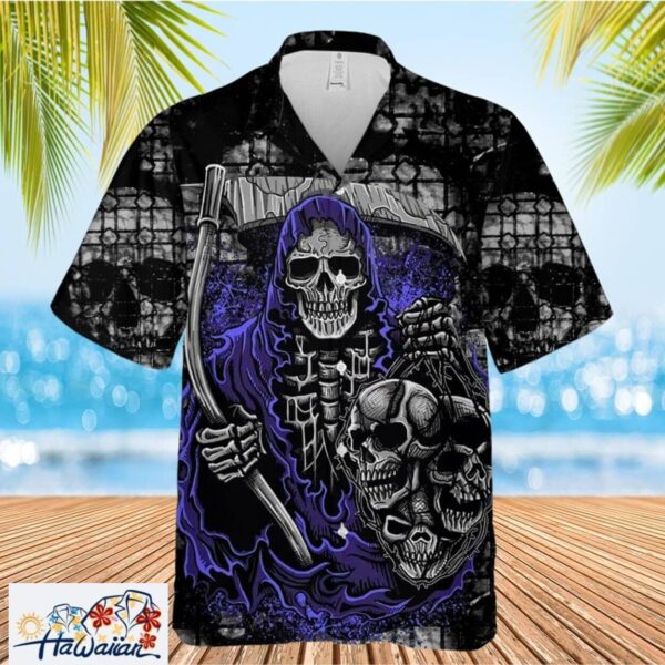 Dark Skeleton Skulls Black Halloween Premium Hawaiian Shirt Trendy Aloha 1