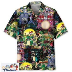 Drum Skeleton Trendy Hawaiian Shirt Trendy Aloha 1