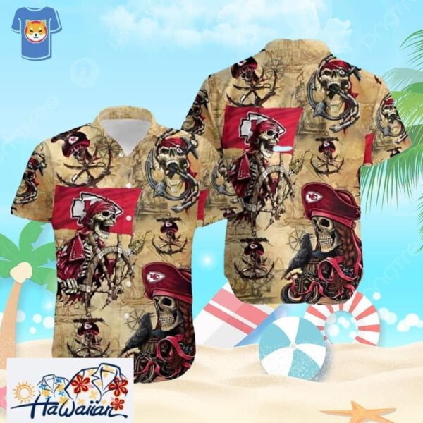 Kansas City Chiefs Hawaiian Shirt Pirate Skeleton Trendy Aloha 1