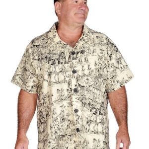 Monochrome Skeleton Party Scene Graphic Hawaiian Beach Shirt Trendy Aloha 1