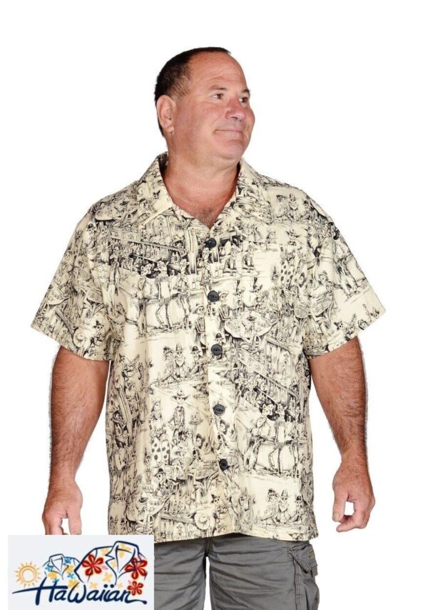 Monochrome Skeleton Party Scene Graphic Hawaiian Beach Shirt Trendy Aloha 1