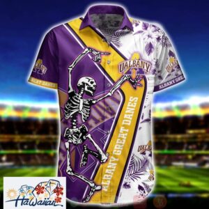 Ncaa Albany Great Danes Skeleton Trendy Hawaiian Shirt Aloha Shirt Trendy Aloha 1