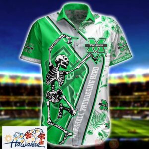 Ncaa Marshall Thundering Herd Skeleton Aloha Trendy Hawaiian Shirt Aloha Shirt Trendy Aloha 1