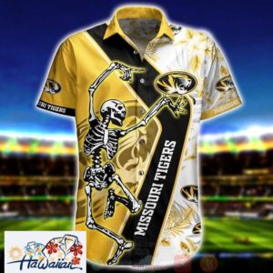 Ncaa Missouri Tigers Skeleton Gold Black Trendy Hawaiian Shirt Aloha Shirt Trendy Aloha 1