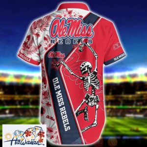 Ncaa Ole Miss Rebels Red Skeleton Trendy Hawaiian Shirt Aloha Shirt Trendy Aloha 2