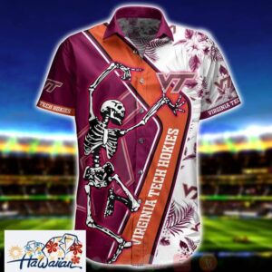 Ncaa Virginia Tech Hokies Skeleton Trendy Hawaiian Shirt Aloha Shirt Trendy Aloha 1