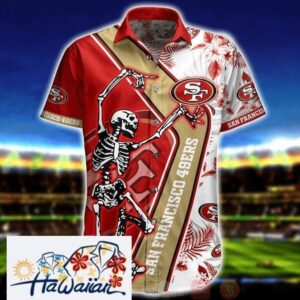 NFL San Francisco 49Ers Skeleton Dancing With Logo Hawaiian Shirt Trendy Aloha 1