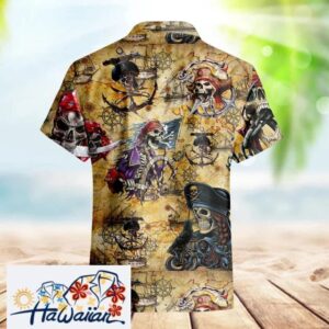Pirates Skull Hawaii Shirt Vintage Hawaii Beach Shirt Skeleton Dead Mans Skull Glow The Dark Shirt Amazing Pirate Skull Aloha Shirt Trendy Aloha 2