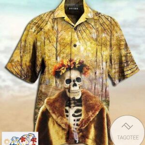 Shop Hawaiian Shirts Amazing Skeleton In Autumn Trendy Aloha 1
