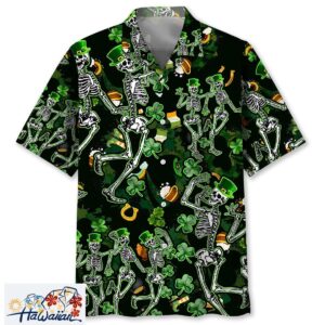Skeleton Irish St.Patrick Day Trendy Hawaiian Shirt Trendy Aloha 1