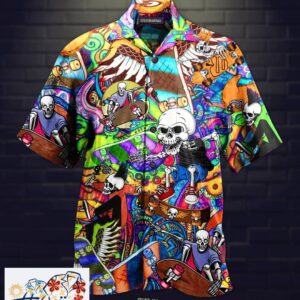Skeleton Skating Halloween Trendy Hawaiian Shirt Trendy Aloha 1
