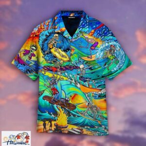 Skull Skeleton Surfing On The Beach Halloween Aloha Hawaiian Shirts For Men For Women Trendy Aloha 1