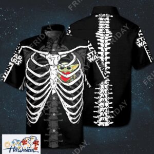 Sw Hawaiian Shirt Baby Yda Hug Heart Skeleton Hawaii Tshirt Trendy Aloha 1