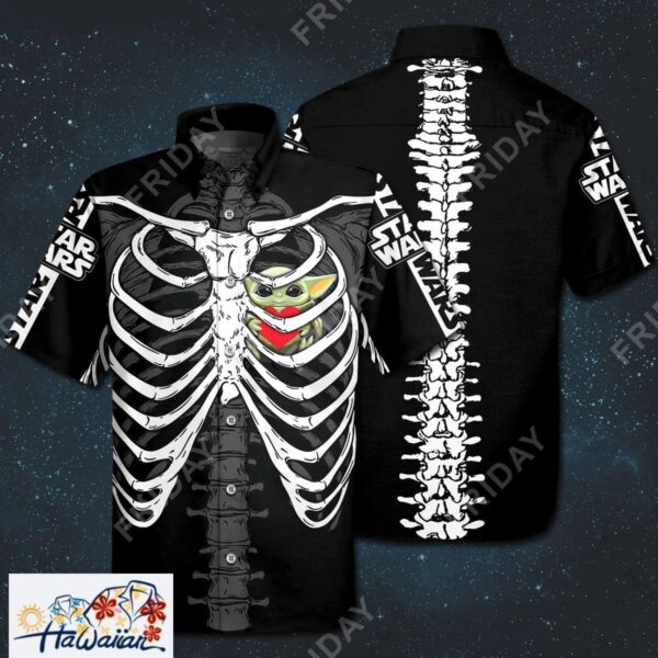 Sw Hawaiian Shirt Baby Yda Hug Heart Skeleton Hawaii Tshirt Trendy Aloha 1
