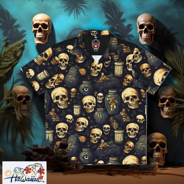 Undead Apothecary Skeletons Shadow Mens Horror Hawaiian Aloha Shirt Trendy Aloha 1
