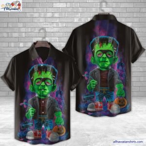 Frankenstein Kid Pumpkin Horror Movie Halloween All Over Print 3D Hawaiian Shirt 1