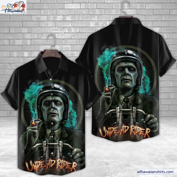 Frankenstein Undead Rider Horror Movie Halloween All Over Print 3D Hawaiian Shirt 1