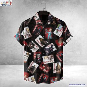 Chucky Ghostface Beetlejuice Characters Horror Movie Halloween All Over Print 3D Hawaiian Shirt 1