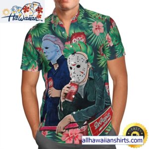 Jason Voorhees And Michael Myers Horror Movie Halloween Casual Summer Beach Hawaiian Shirt 1