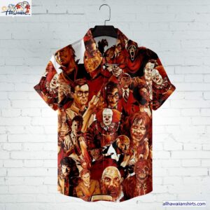 Killer Characters Retro Vintage Horror Movie Halloween All Over Print 3D Hawaiian Shirt 1