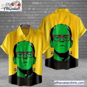 Pop Art Frankenstein Horror Movie Halloween All Over Print 3D Hawaiian Shirt 1